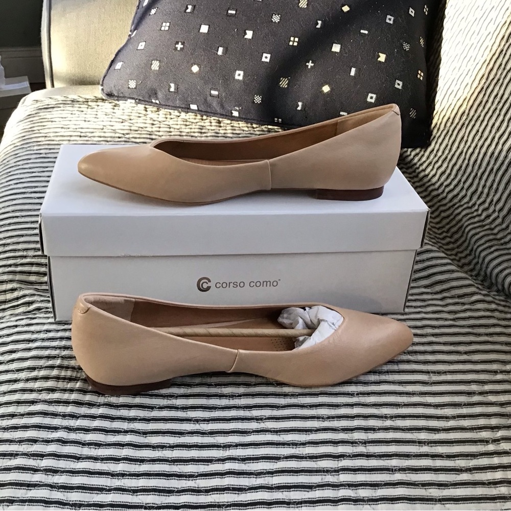 Corso Como Pointed-Toe Flats in Beige